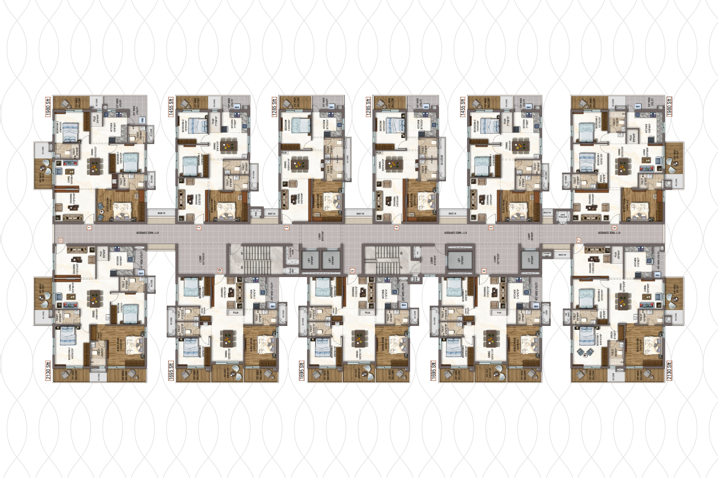 Floor Plan for Tower 1 & 4